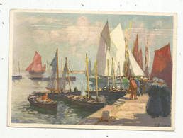 Cp , Bateaux De Pêche ,  Illustrateur , Signée ,  écrite 1937 - Fishing Boats