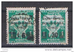 LITORALE  SLOVENO - OCCUP. JUGOSLAVA:  1947  TASSE  SOPRASTAMPATI  -  2  VAL. US. -  SASS. 22 + 24 - Occup. Iugoslava: Litorale Sloveno