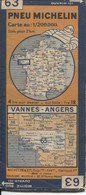 CARTE ROUTIERE - MICHELIN - N° 63 - VANNES ANGERS - Roadmaps