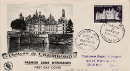 FDC 1952 CHATEAU DE CHAMBORD - 1950-1959