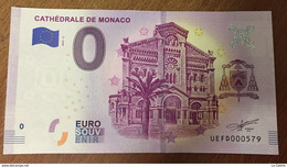 2019 BILLET 0 EURO SOUVENIR CATHÉDRALE DE MONACO ZERO 0 EURO SCHEIN BANKNOTE PAPER MONEY - Monaco