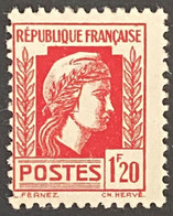 FRA0638MNH - Gouvernement Provisoire - Série D'Alger - Marianne D'Alger - 1f20 MNH Stamp - 1944 - France YT 638 - 1944 Gallo E Marianna Di Algeri