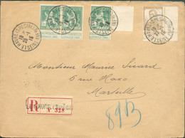 5 Centimes (x3) + 35 Centimes PELLENS Obl. Sc LE HAVRE (SPECIAL) sur Lettre Recommandée (tarif 50 Centimes) Du 28-1-1915 - Other & Unclassified