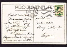 1915 Pro Juventute Karte Mit 5 Rp Pro Juventute Markte Gestempelt Luzern - Brieven En Documenten