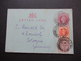 GB 1897 Letter Card / Kartenbrief Mit 2 ZusatzfrankaturenNr. 65 Und 86 Dreifarbenfrankatur Nach Cologne / Köln Gesendet - Lettres & Documents