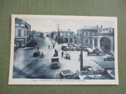 CPA 59 AULNOYE LA PLACE DE LA GARE  ET LA POSTE VOITURES ANCIENNES MARCHAND AMBULANT - Aulnoye