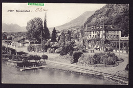 1911 Mit Bahnpost Gelaufene AK Alpnachstad Nach Nancy. 1 Marke über Rand Geklebt. Hotel Pilatus, Stempel. Eckbug - Altri & Non Classificati