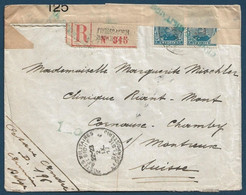 Belgique Lettre Albert 1er N°141 Paire Obl "Postes Militaires Belgique" 9 Gratté + Censure Pour Montreux En Suisse RR - Esercito Belga