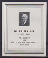 GERMANIA DEMOCRATICA DDR 1960 MORTE DI WILHELM PIECK UNIF. BF16 MNH XF - 1° Giorno – FDC (foglietti)