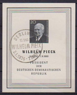 GERMANIA DEMOCRATICA DDR 1960 MORTE DI WILHELM PIECK UNIF. BF16 USATO VF - 1° Giorno – FDC (foglietti)