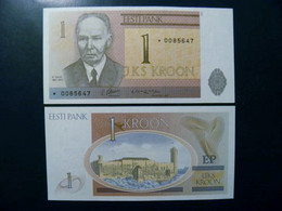 UNC Banknote Estonia 1 Kroon 1992 P-69r Prefix * Castle - Estonie