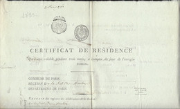 Révolution Française - Certificat De Résidence An 2 Paris Section De La Butte Des Moulins ( Nombreuses Signatures ) - Sin Clasificación