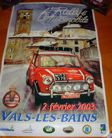 VALS LES BAINS.... AFFICHE Originale Du  6 ème RALLYE MONTE CARLO HISTORIQUE  2003 - Automobile - F1