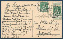 Belgique Carte 2x 5c Obl Feldpostamt Des Marines Korps 23 Jan 18 Pour Berlin/Allemagne RR - Belgische Armee