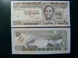 UNC Banknote Ethiopia 1 Birr 2003 P-46c Animals Birds Waterfall Fall Lion Head - Etiopia