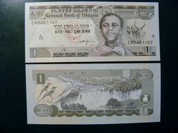 UNC Banknote Ethiopia 1 Birr 2003 P-46c Animals Birds Waterfall Fall Lion Head - Ethiopia