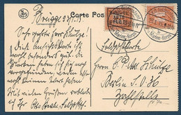 Belgique Carte 2x 1c Obl Feldpostamt Des Marines Korps 23 Jan 15 Pour Berlin/Allemagne RR - Belgisch Leger