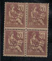 France - 1900-01 - N°Yv. 113 - Type Mouchon 20c Brun-lilas - Bloc De 4 - Neuf Luxe ** / MNH / Postfrisch - Neufs