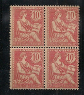 France - 1902 - N°Yv. 124 - Type Mouchon 10c Rose - Bloc De 4 - Neuf Luxe ** / MNH / Postfrisch - Neufs