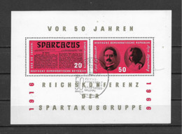 GERMANIA DEMOCRATICA DDR 1966 CONFERENZA GRUPPO SPARTACUS UNIF. BF 25 USATO VF - 1er Día – FDC (hojas)