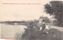 Bonnières Sur Seine         78        Promeneurs Et Pêcheurs Au Bord De La Seine              (voir Scan) - Bonnieres Sur Seine