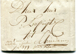 Belgique Précurseur Daté ANVERS-Schiedam 1825 Man "met Een Zakke Fr 399" Avec Texte - 1815-1830 (Hollandse Tijd)