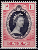 Falkland Islands, 1953, QEII Coronation, 1p, Sc#121, MH - Falklandeilanden