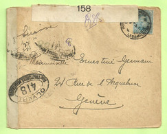 141 Op Brief Stempel PMB 4 Op 1/5/18 Naar Geneve, Dubbele Censure : BELGE Et FRANCAIS  (B34) - Belgische Armee