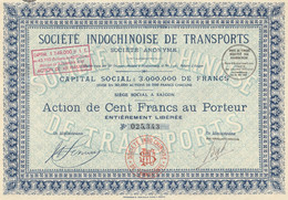 Indochine - Sté Indochinoise De Transports / Capital De 3.000.000 F / Action De 100 F - Asia