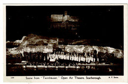 Ref 1433 -  Real Photo Postcard - Scarborough Open Air Theatre At Night - Tannhauser - Scarborough