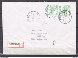 Aangetekende Brief Van Moerzeke A1A Naar Antwerpen - 1970-1980 Elström
