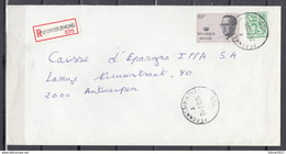 Aangetekende Brief Van Peronnes (Binche) Naar Antwerpen - 1970-1980 Elström