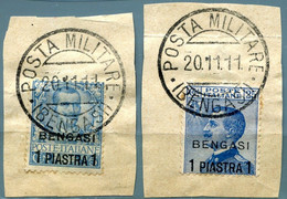 Z2283 ITALIA UFFICI ALL'ESTERO BENGASI 1901-11 Sassone 1-2, Su Due Frammenti Con Annullo Completo Di Posta Militare, Val - Other & Unclassified