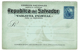 Ref 1436 - Early El Salvador 2c Postal Stationery Card - Salvador