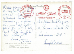 Ref 1437 - 1964 Postcard - Hotel Tivoli Meter Mark - Lisboa - Old Lisbon Street Portugal - Storia Postale