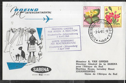 SOUTH AFRICA - FIRST FLIGHT - PRIMO VOLO - SABENA - BOEING - ELISABETHVILLE/JOHANNESBURG - 3.4.60 SU BUSTA UFFICIALE - Poste Aérienne