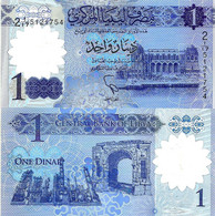 LIBYA 1 DINAR BLUE BUILDINGS FRONT & BACK POLYMER ND(2010s) P.NEW UNC  READ DESCRIPTION!!!!! - Libye