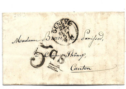 CH011 / SCHWEIZ - Genf 1857, Damenbrief Mit Gebührenstempel Nach Canton - Lettres & Documents