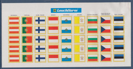 Planche 45 Vignettes Autocollantes 9 Drapeaux Différents Leuchtturm Autriche Portugal Finlande San-Marino Vatican Bulgar - Andere & Zonder Classificatie