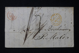 JERSEY - Lettre Pour St Malo En 1854 Avec Cachet à Date En Rouge " Iles - St Malo " - L 83392 - Jersey