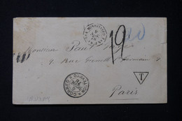 URUGUAY - Enveloppe De Montevideo Pour Paris En 1878 Avec Cachet De Ligne Maritime Et Cachet De Taxe - L 83393 - Uruguay