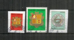 Blasons D'Andorre, Inclus 2 T-p Autocollants.  3 Timbres Oblitérés, 1 ère Qualité - Used Stamps