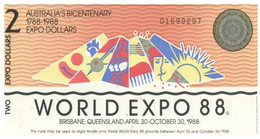 (CC 19) Falso Banknote Issued For World Expo 88 - Brisbane - Australia ($5.00 & $2.00) - Ficción & Especímenes