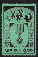 France WW1 1915 Gloire Aux Heros Cinderella Vignet Werbemarke Propaganda - Fantasy Labels