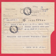 116K157 / Bulgaria 1970 Form 805 Receipt + Telegram Telegramme Telegramm , Burgas - Sofia , Bulgarie Bulgarien - Brieven En Documenten