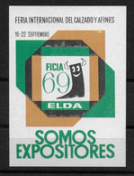 Spain 1969 Footwear And Related Industries Fair FICIA Elda Shoes Cinderella Vignet Werbemarke Propaganda - Fantasy Labels