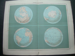 Ancienne CARTE GEOGRAPHIQUE De 1896  SHERE TERRESTRE, Europe Asie, Afrique, Australie, Amériques - Carte Geographique