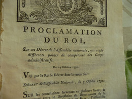 Proclamation Du Roi 14/10/1790 Compétences Corps Administratifs - Wetten & Decreten