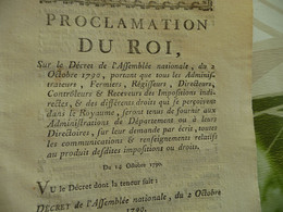 Proclamation Du Roi 14/10/1790 Régisseurs Contrôleurs Fermiers..... - Gesetze & Erlasse