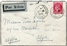 FRANCE LETTRE PAR AVION DEPART LYON-GROLEE 28-4-41 RHONE POUR L'ALGERIE - 1945-47 Ceres De Mazelin